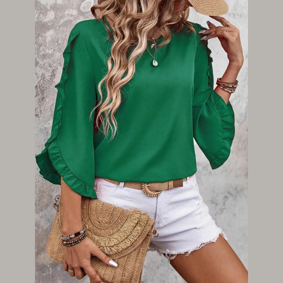 Manda Three-quarter Butterfly Sleeve Top - 5 Colors