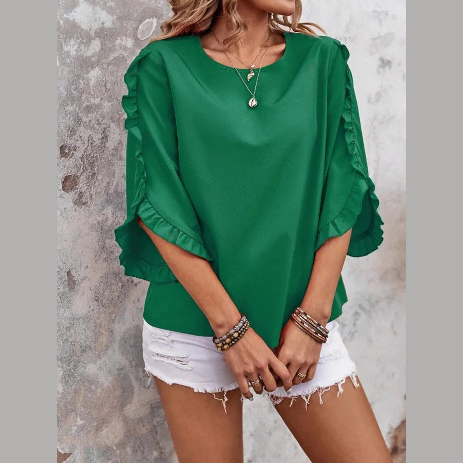 Manda Three-quarter Butterfly Sleeve Top - 5 Colors