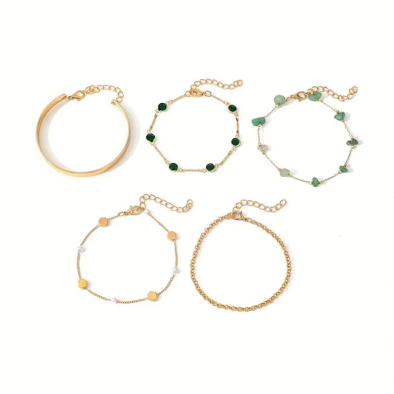 5 Piece Chain Link Bracelet Set