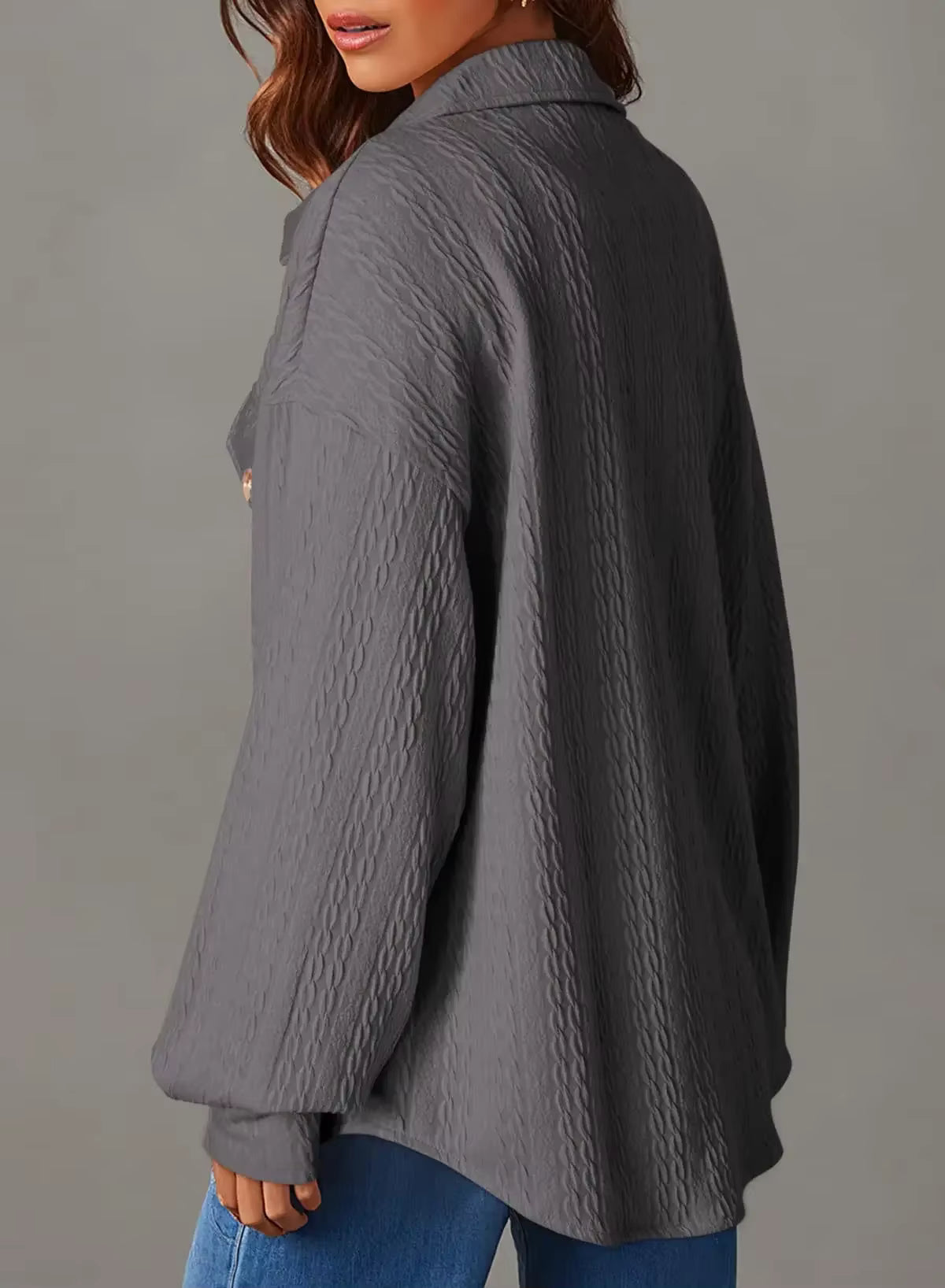 Marceline Textured Button Up Long Sleeve Shacket - 4 Colors