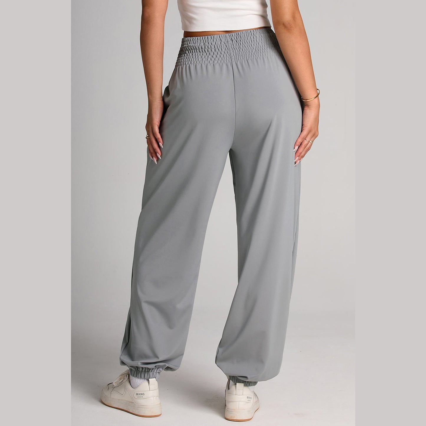 Dodie Grey Smocked High Waist Joggers