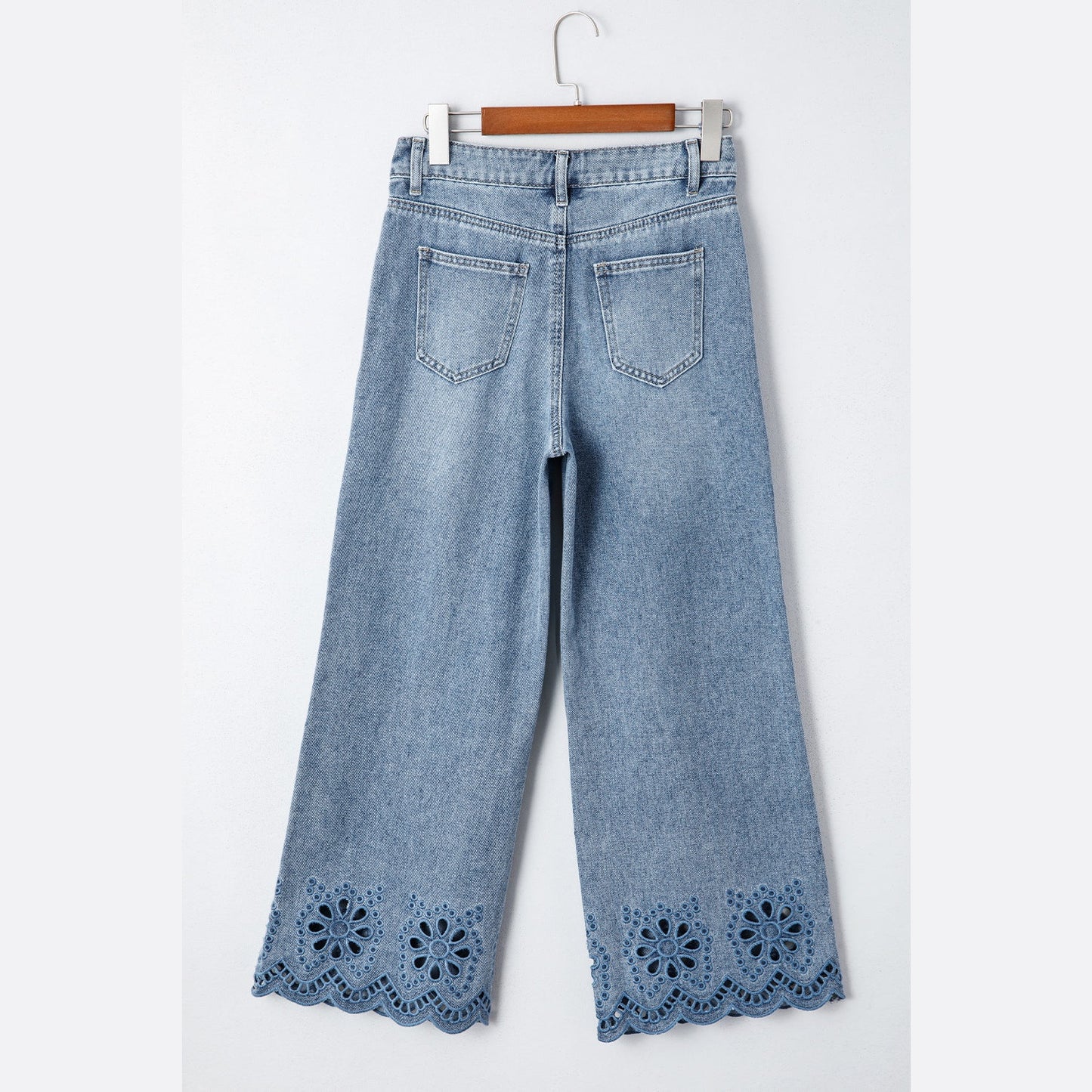 Harlyn Dusk Blue Embroidered Cropped Wide Leg High Waist Jeans