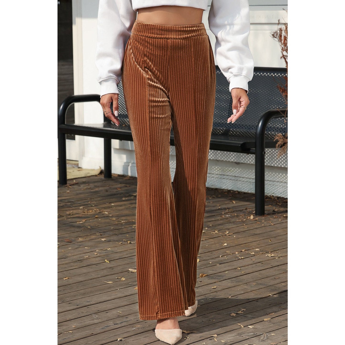 RTS Hayley Chestnut High Waist Flare Corduroy Pants