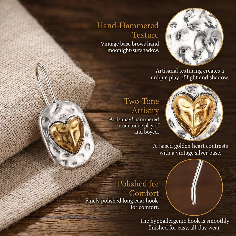 Hammered Heart Drop Earrings