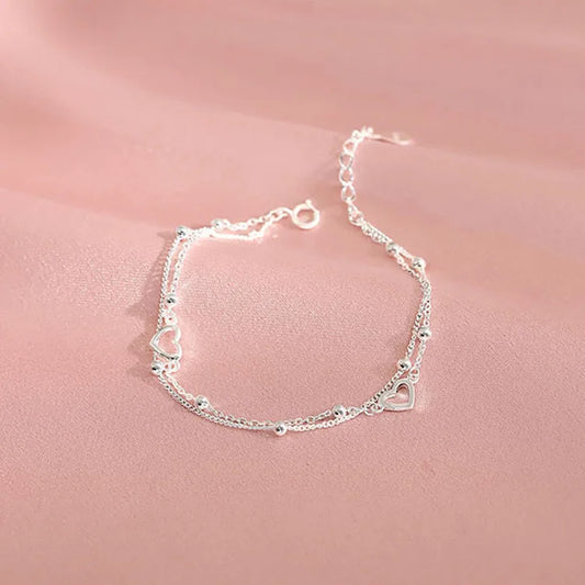 Double Heart Silver Bracelet