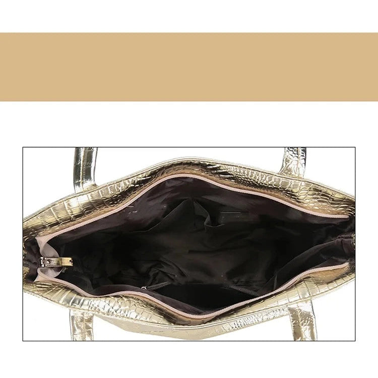 PU Leather Croc-Embossed Statement Bag - 3 Colors