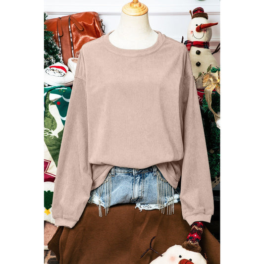 Karmen Apricot Ribbed Corded Oversized Sweatshirt