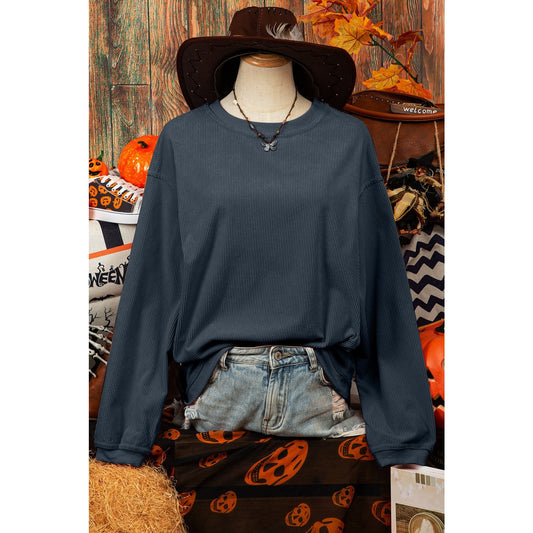 Karmen Charcoal Ribbed Corded Oversized Sweatshirt