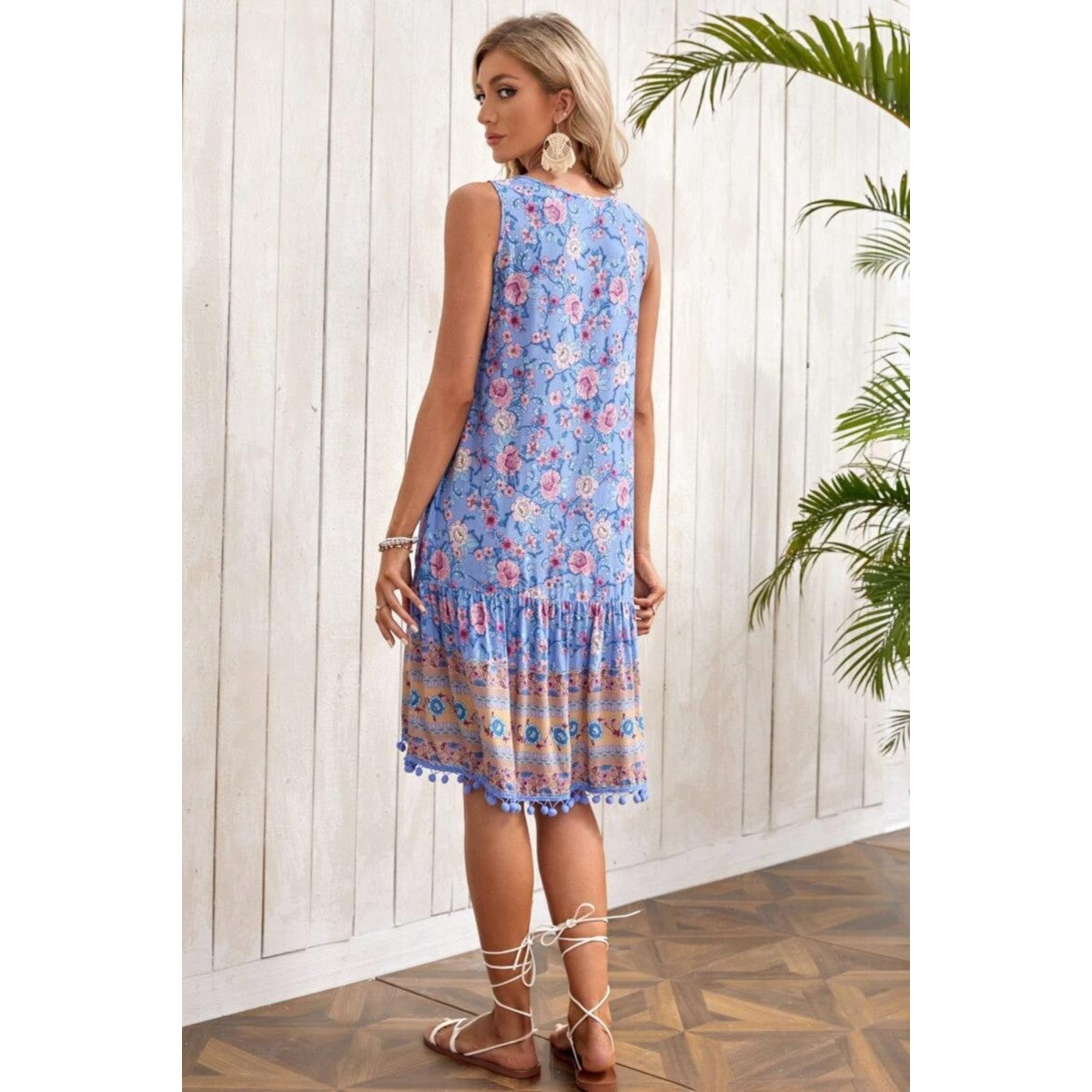 Kassin Flower Print V-Neck Sleeveless Dress