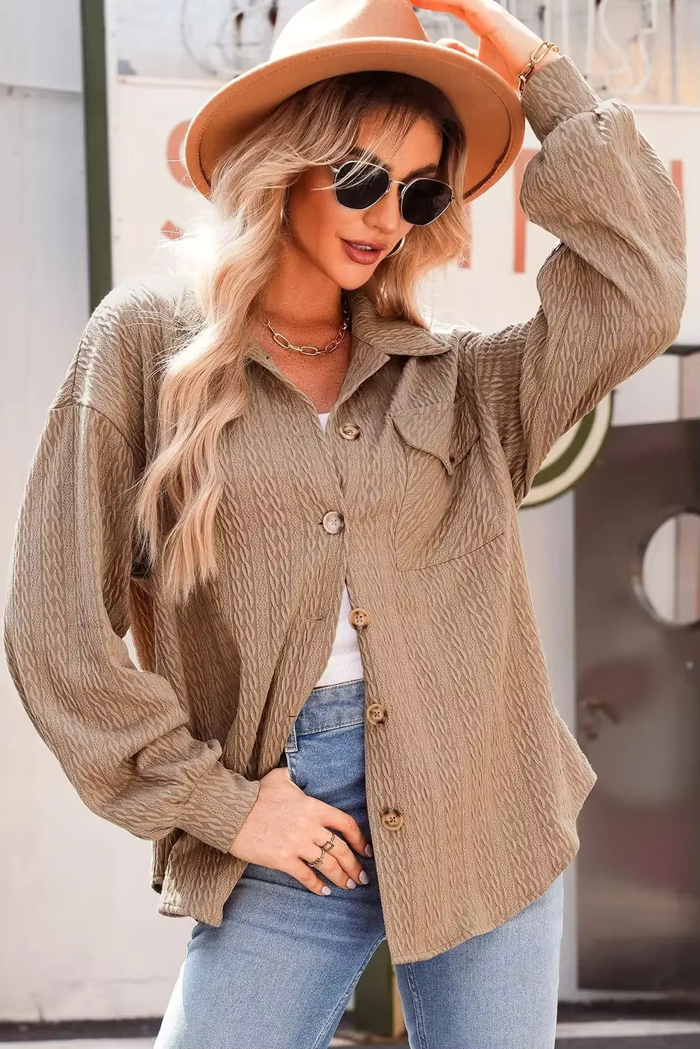 Marceline Textured Button Up Long Sleeve Shacket - 4 Colors