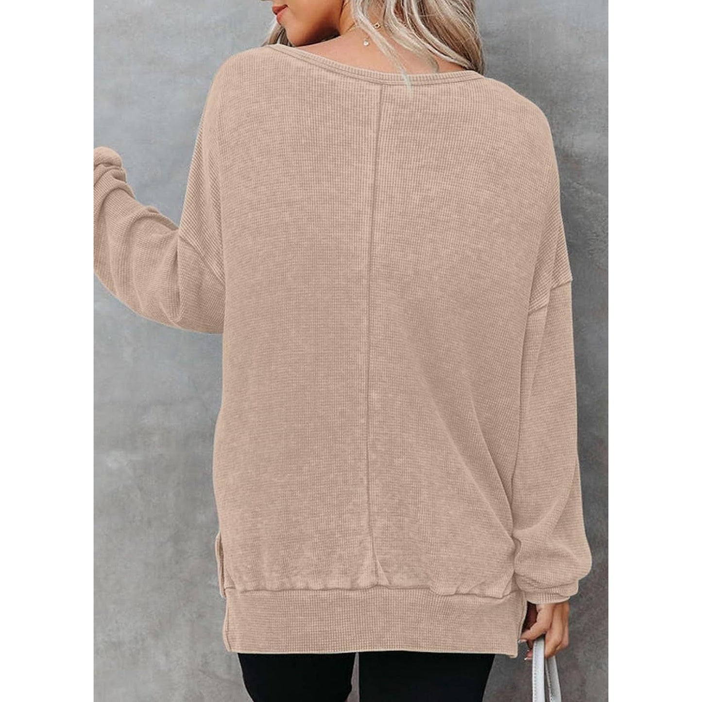Latoya Oversized Waffle Knit Side Split Sweatshirt - 6 Colors