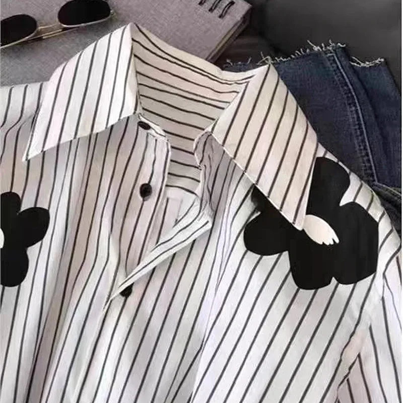 Kira Floral Striped Long Sleeve Shirt