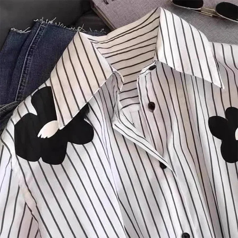 Kira Floral Striped Long Sleeve Shirt