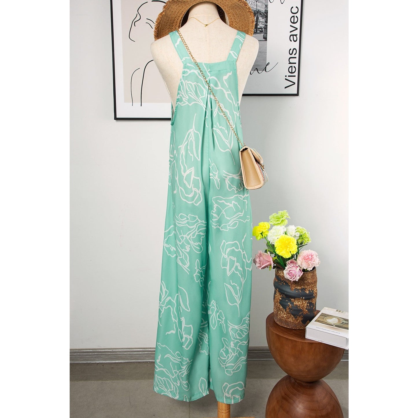 REDUCED!!! Kort Moonlight Jade Printed Bib Wide Leg Overalls REDUCED!!!