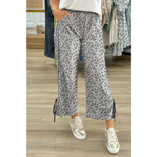 Kymber Leopard High Waist Side Bow Straight Leg