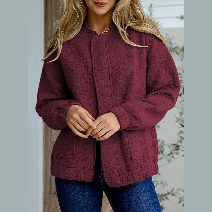 Larkin Wine Jacquard Lightweight Bomber Jacket