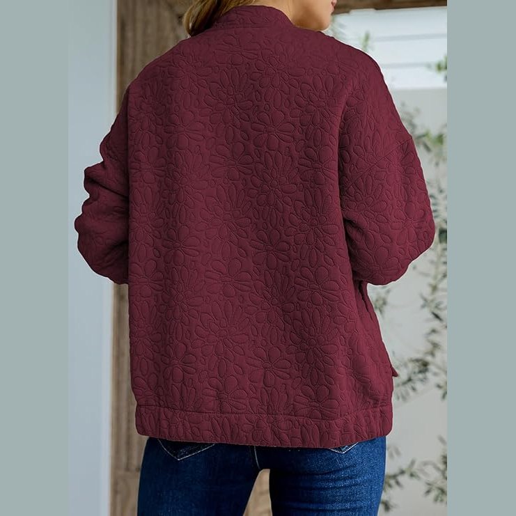 Larkin Wine Jacquard Lightweight Bomber Jacket
