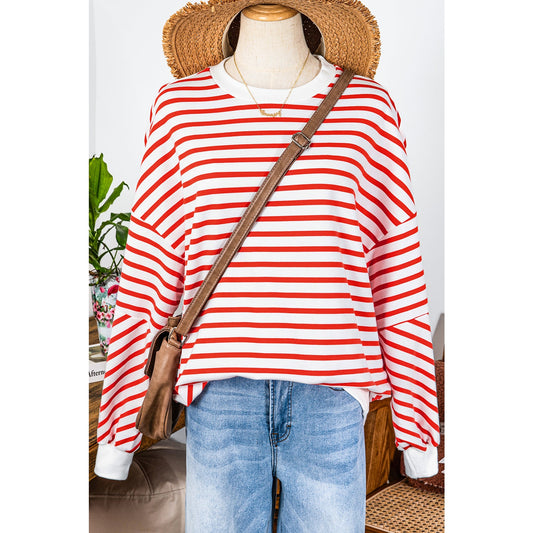 Layla Orange Drop Shoulder Crew Neck Loose Sweatshirt