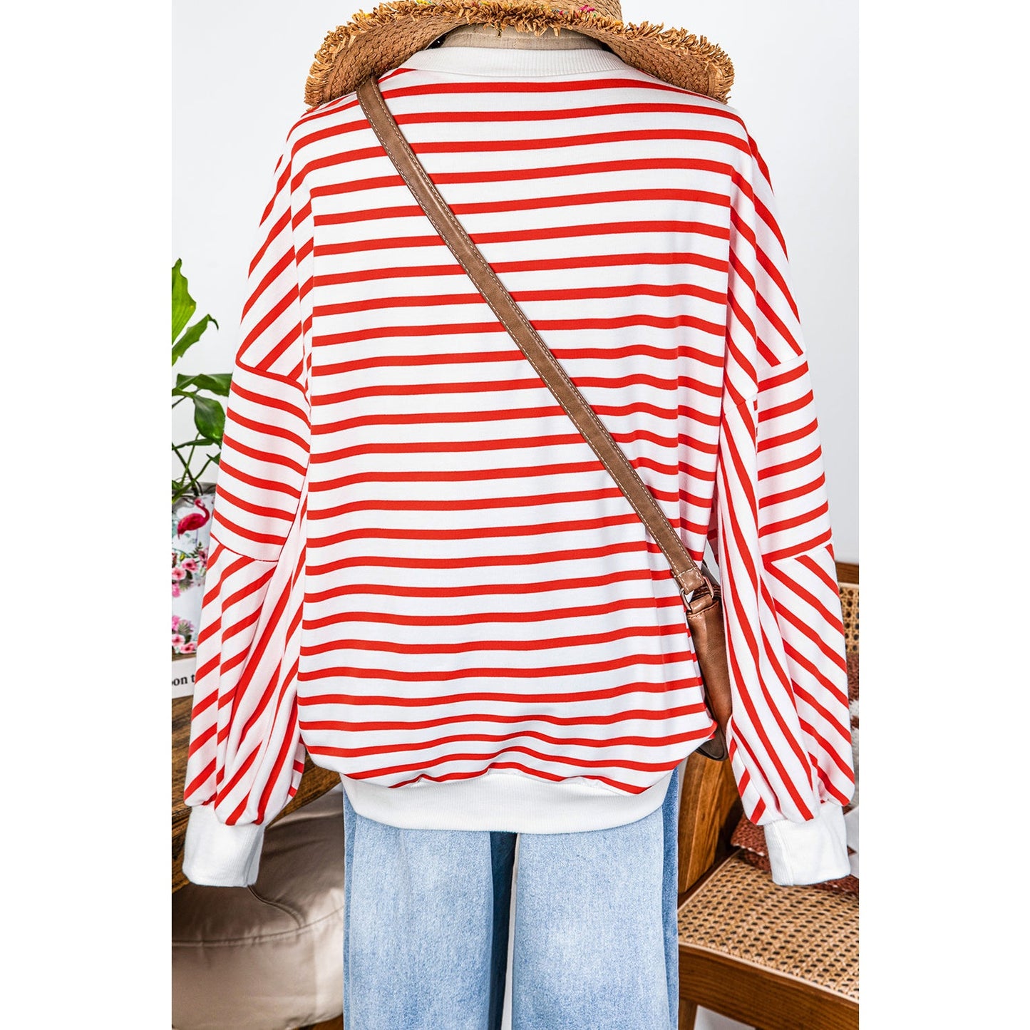 Layla Orange Drop Shoulder Crew Neck Loose Sweatshirt