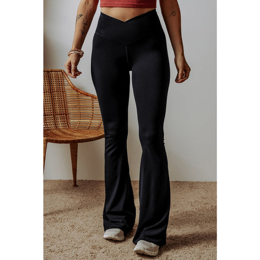 Marishka Black V Shape High Waist Flared Leggings