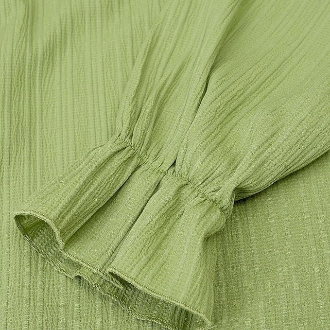 Maria Green Mock Turtle Neck Long Sleeve Blouse