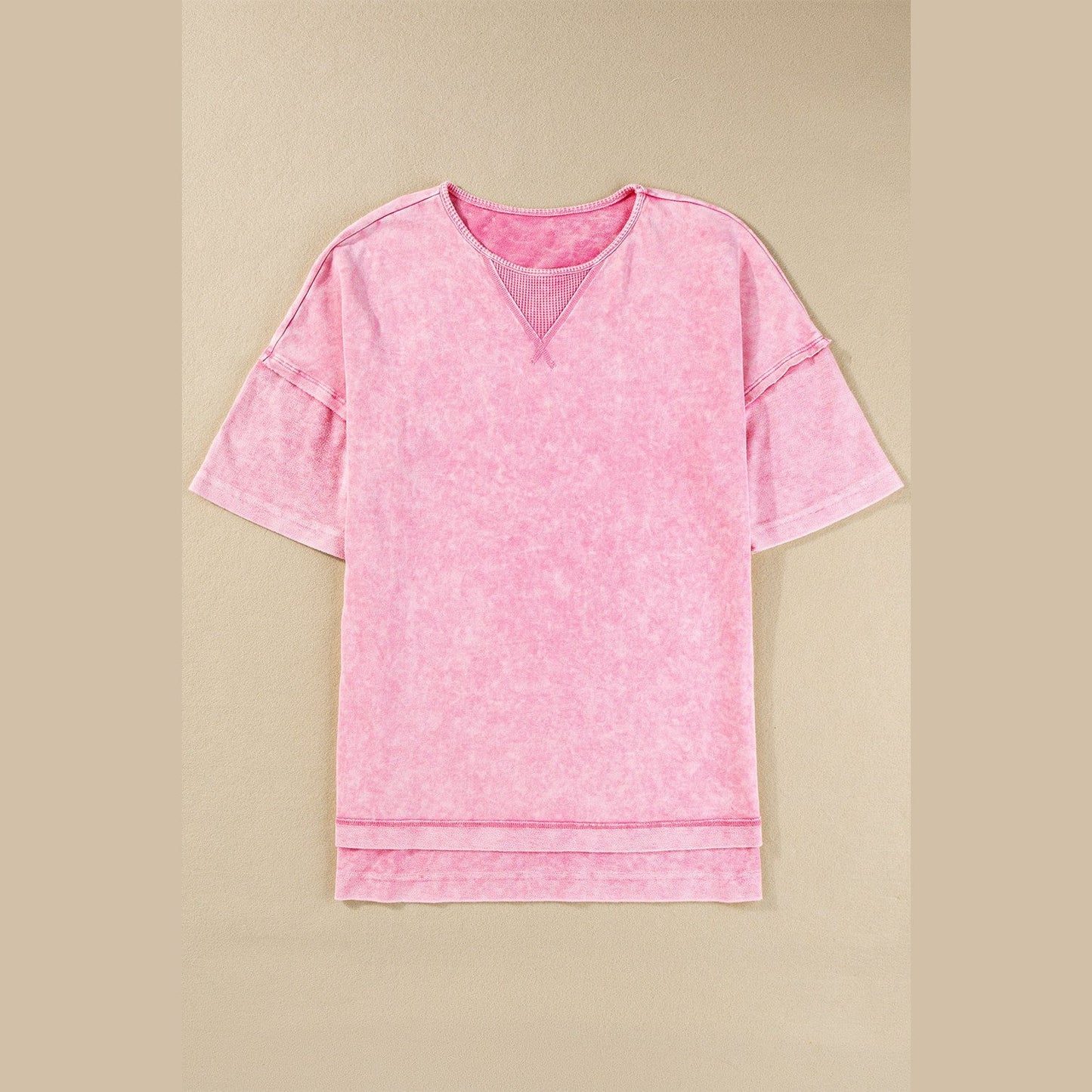 Misha Strawberry Pink Mineral Wash Exposed Seam Drop Shoulder Oversized Tee - S to 3X