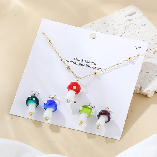 Mushroom Necklace with Interchangeable Charms
