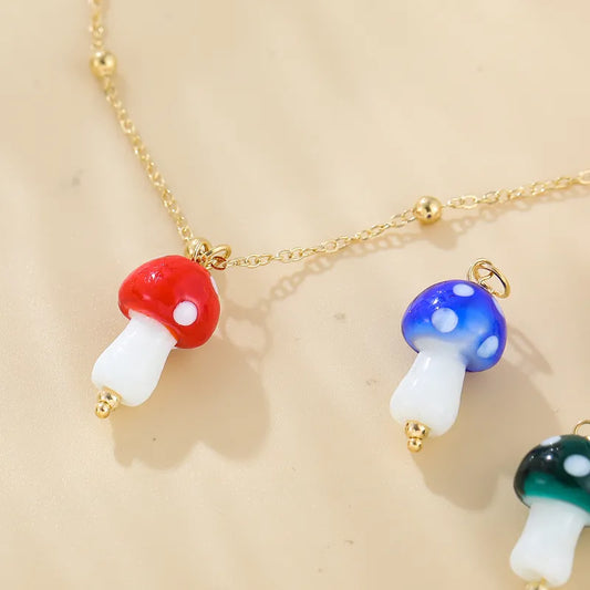 Mushroom Necklace with Interchangeable Charms