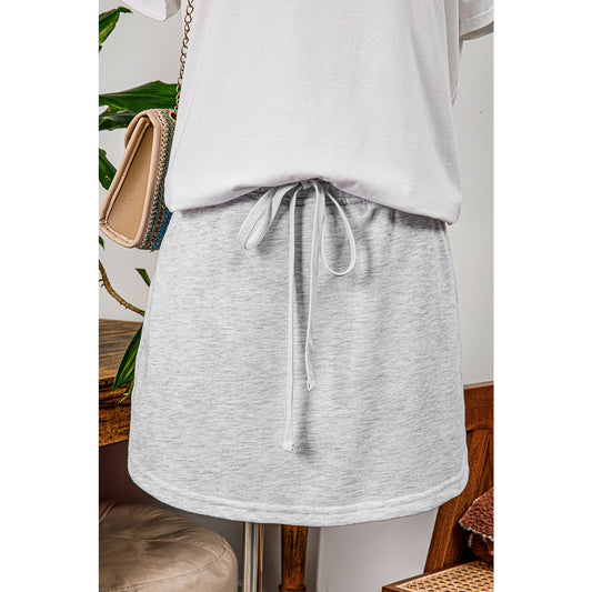 Mya Grey French Terry Drawstring Mini Skort with Pockets