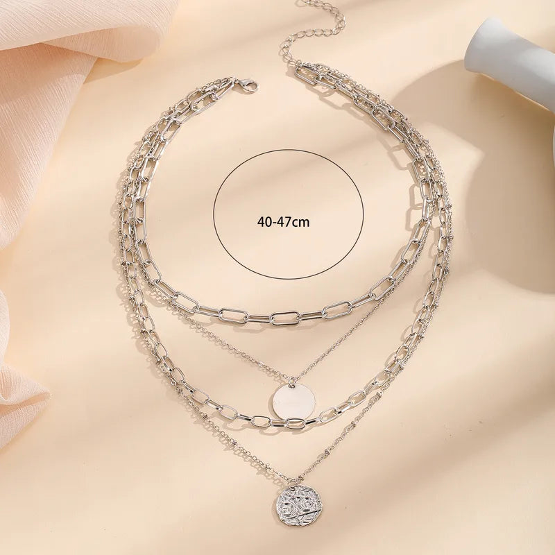 4 Layer Silver Necklace