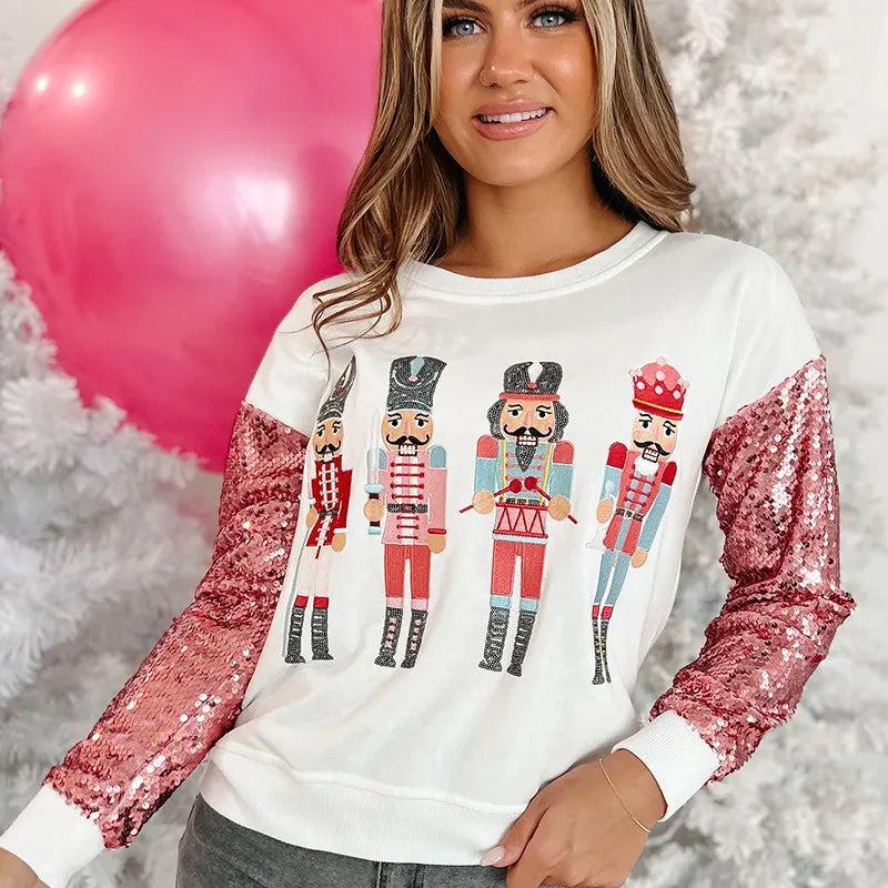 Pink Nutcracker Sequin Sleeve Top
