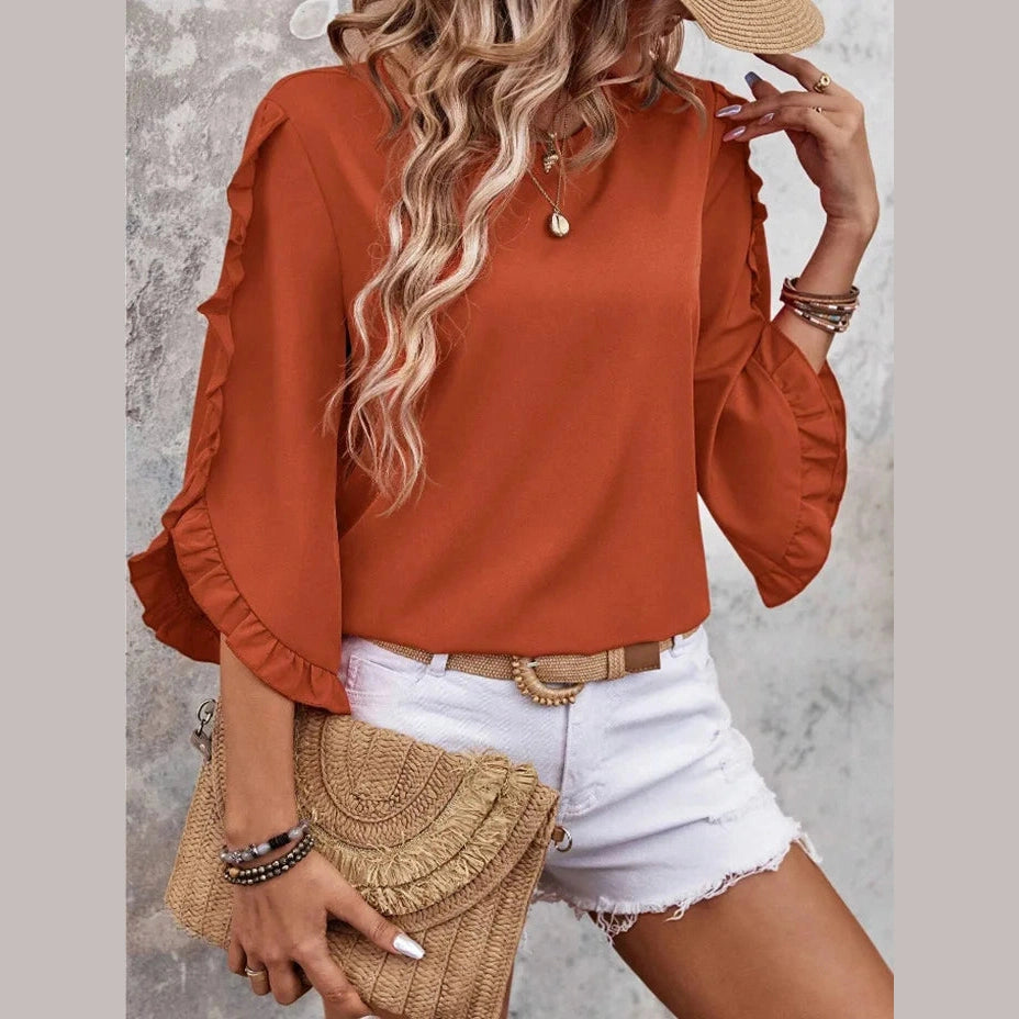 Manda Three-quarter Butterfly Sleeve Top - 5 Colors