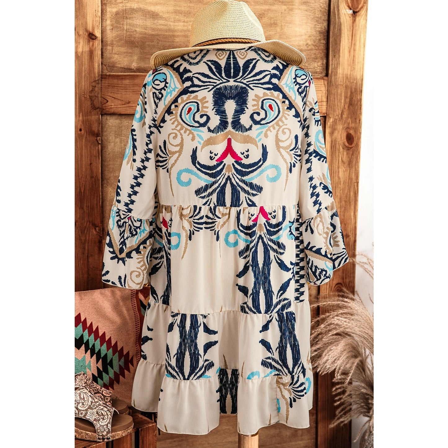 REDUCED!!! Ornette Tribal Print Bracelet Sleeve Buttoned Mini Dress REDUCED!!!