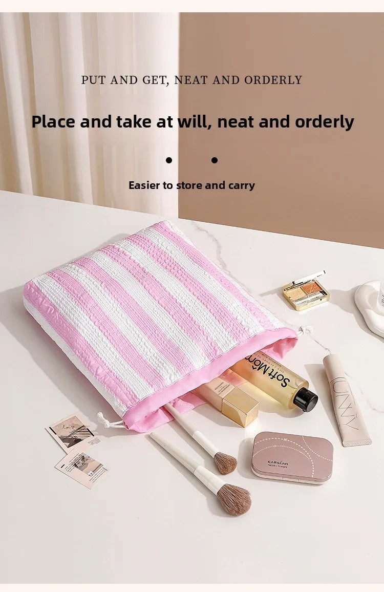 Adalyn Striped Travel Pouches for Makeup & Daily Essentials - 6 Colors
