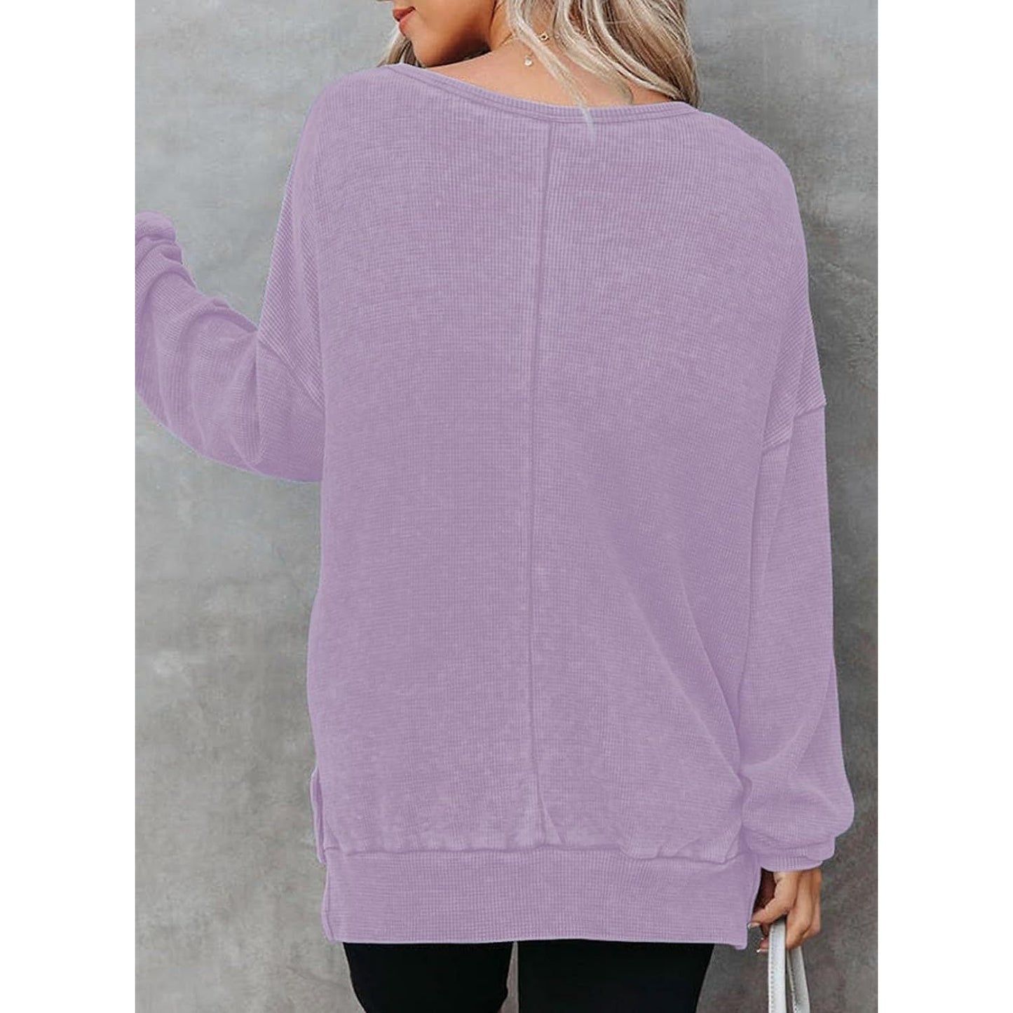 Latoya Oversized Waffle Knit Side Split Sweatshirt - 6 Colors