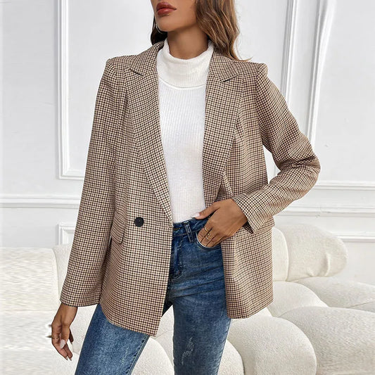 Rayann Checkered Slim Fit Button Up Blazer