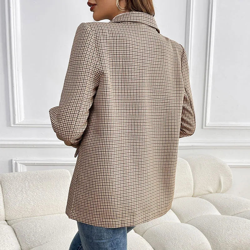 Rayann Checkered Slim Fit Button Up Blazer