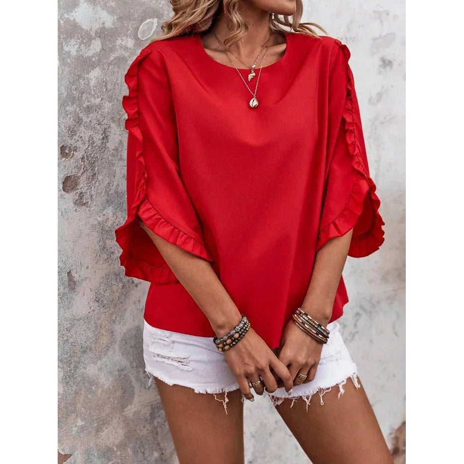 Manda Three-quarter Butterfly Sleeve Top - 5 Colors