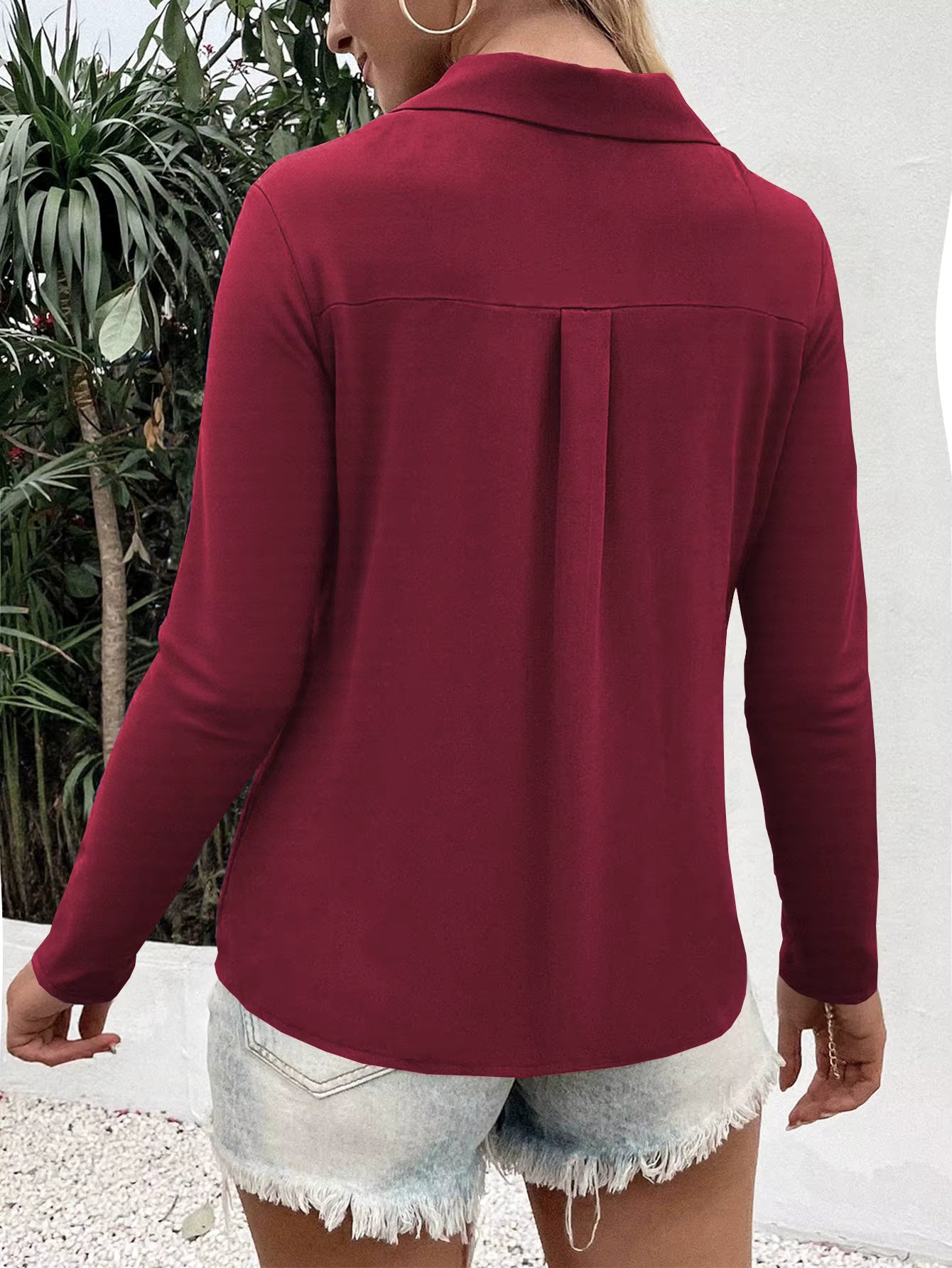 Eleanora Lapel Button Up Long Sleeve Blouse - 6 Colors