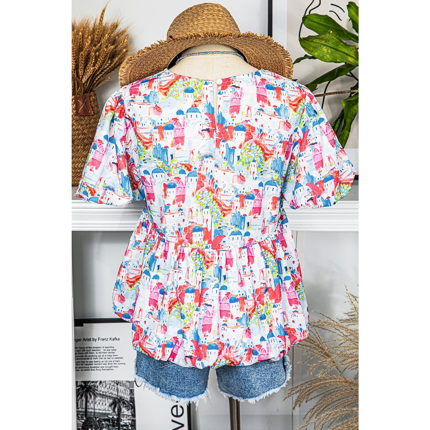 Ramona Sky Blue Parisian Avenue Babydoll Top