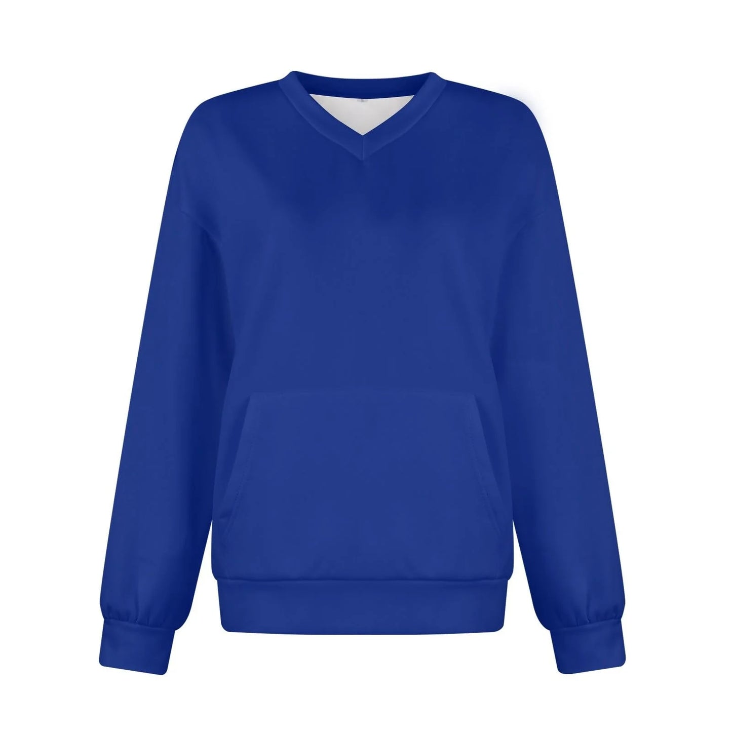 Quincie Blue V Neck Kangaroo Pouch Sweatshirt