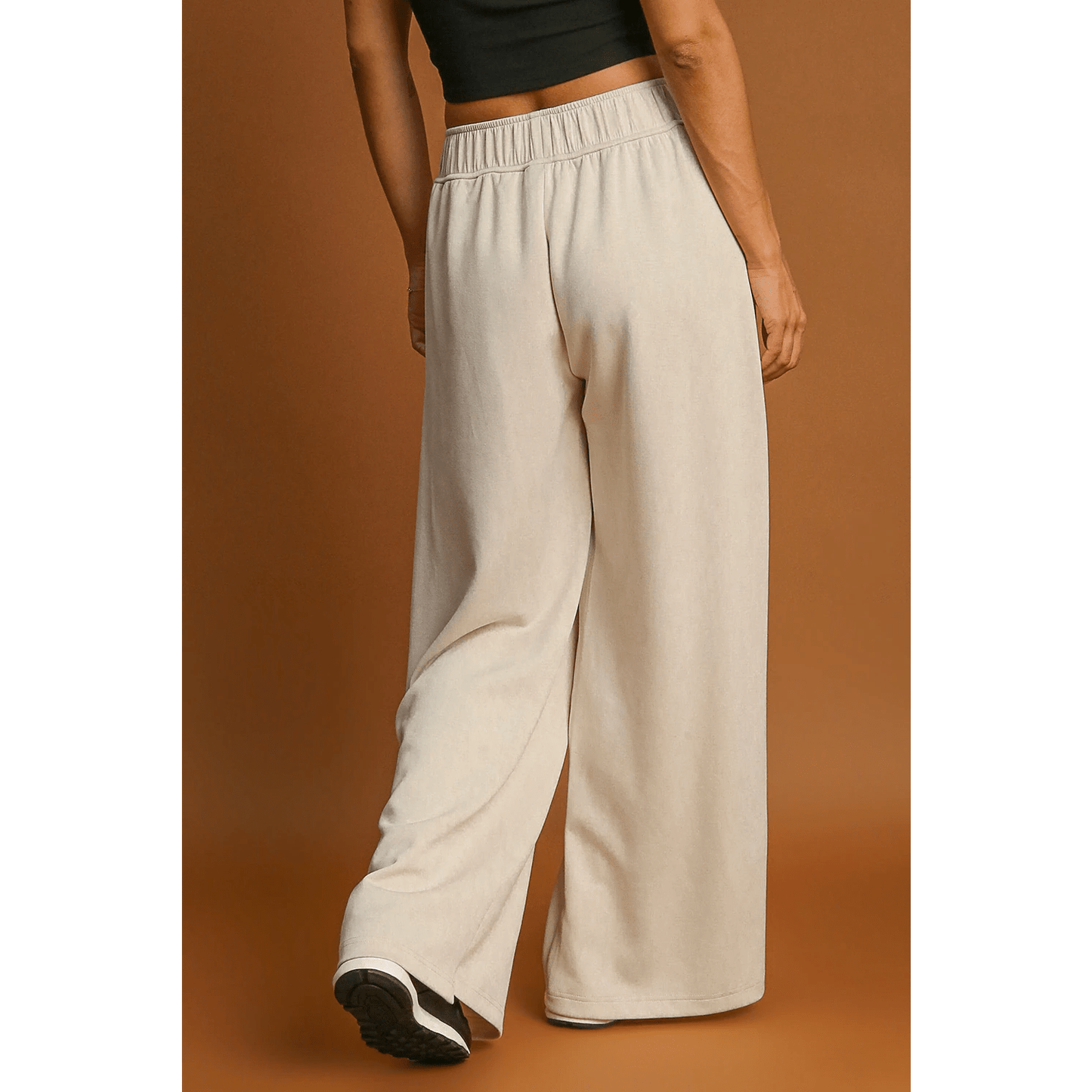 Sallie Loop Drawstring Elastic Waistband Casual Wide Leg Pants