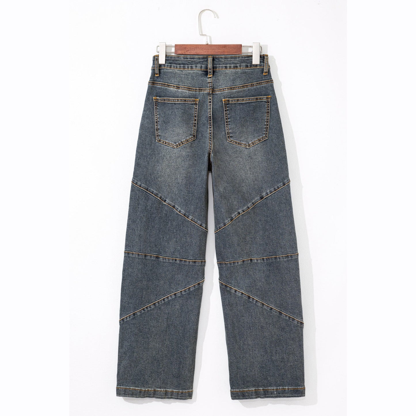 Samantha Exposed Stitching Loose Straight High Waist Jeans