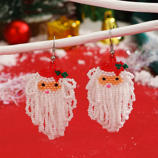Beaded Santa Earrings