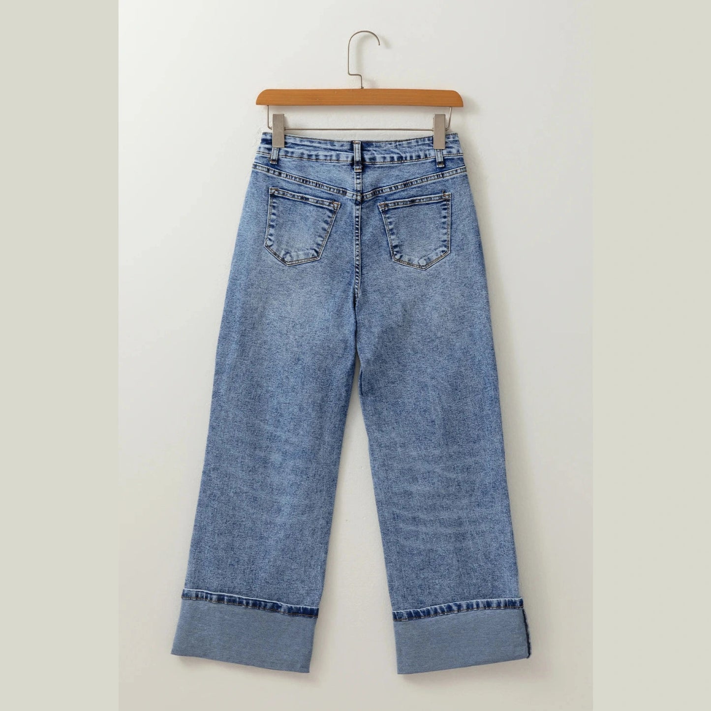 Sophia Grace Center Seam Cuffed Hem Straight High Waist Jeans