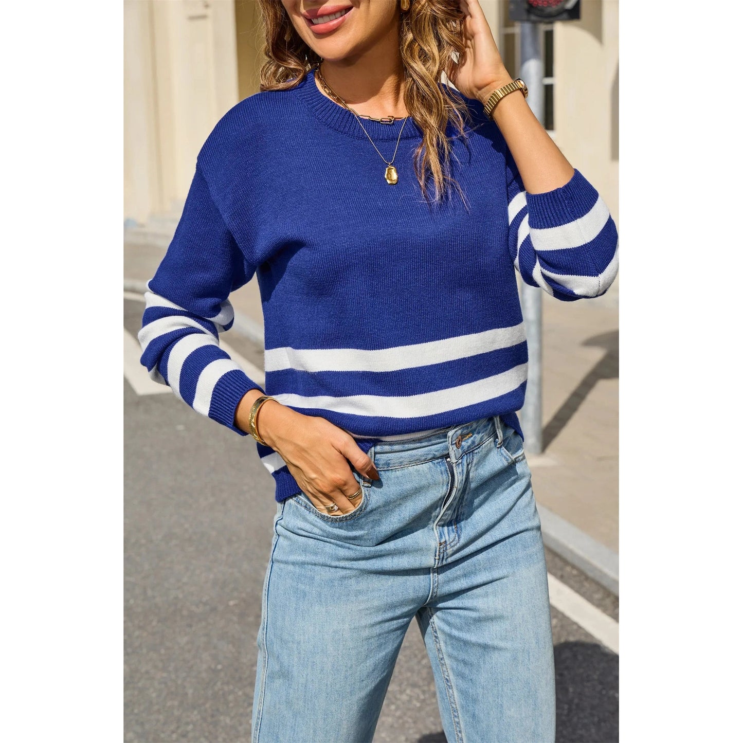 Shania Striped Drop Shoulder Sweater - 3 Colors
