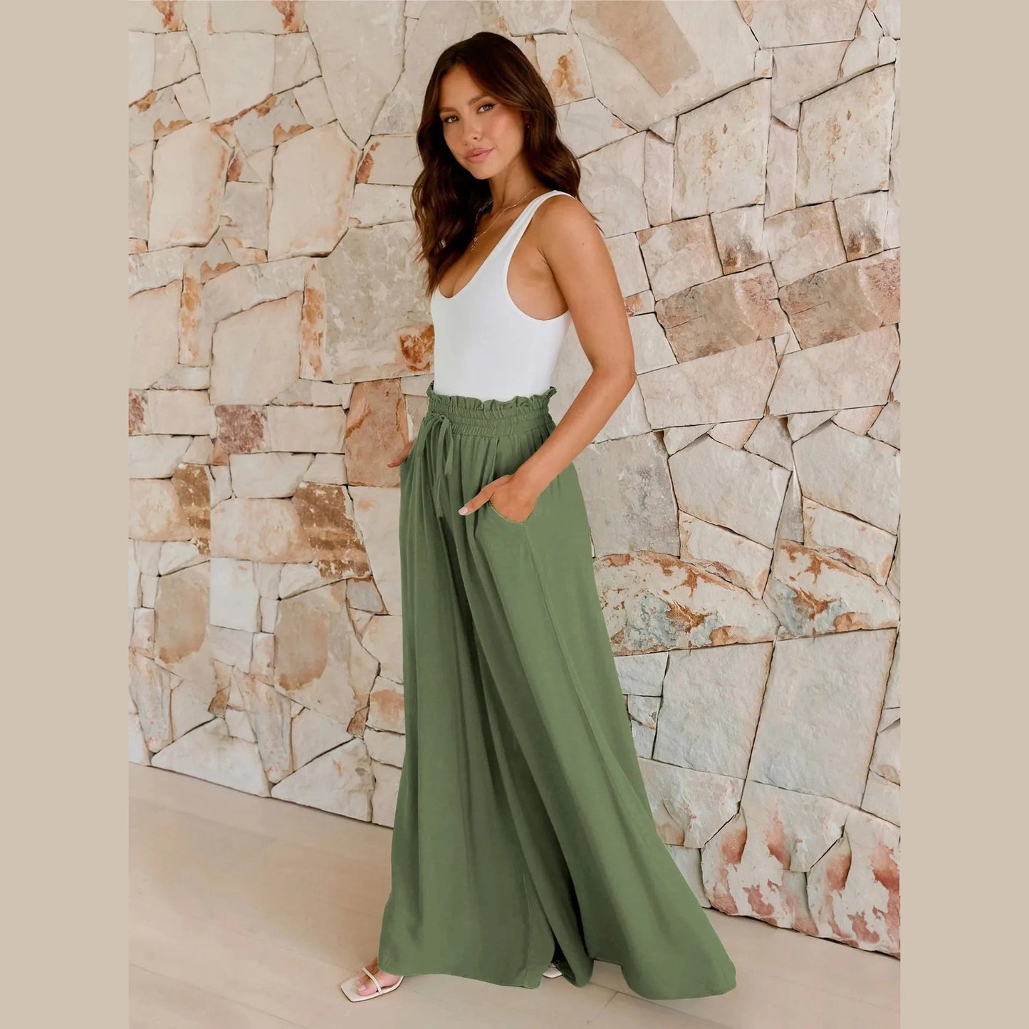 Shirley Army Green Wide Leg Pants