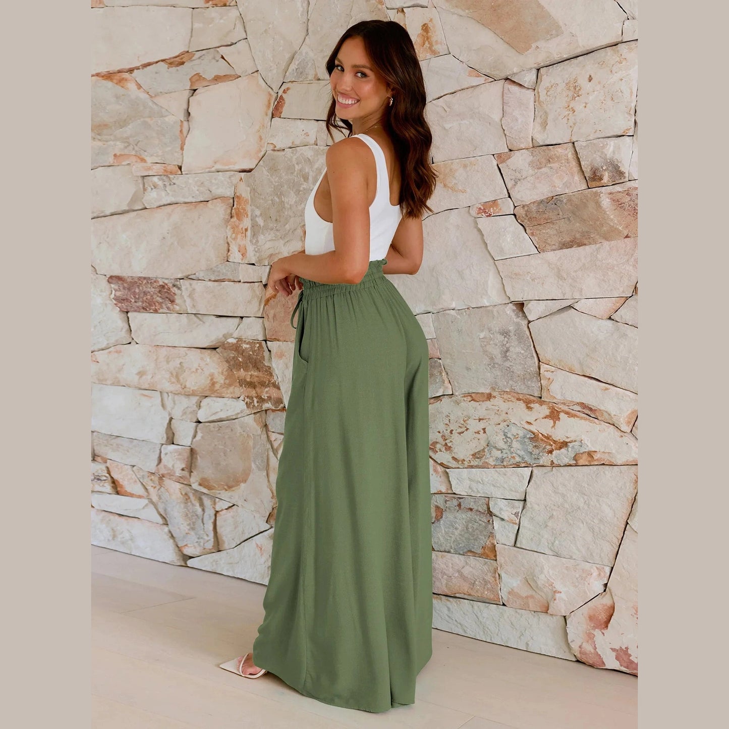 Shirley Army Green Wide Leg Pants