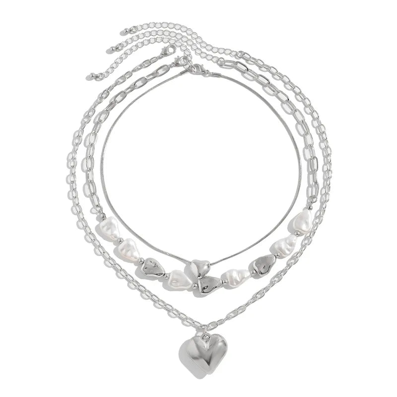 Layered Heart Necklace - 2 Colors