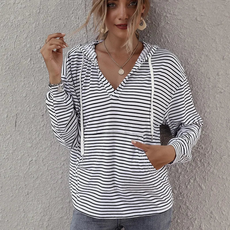Simmi Black Stripe Long Sleeve Hoodie